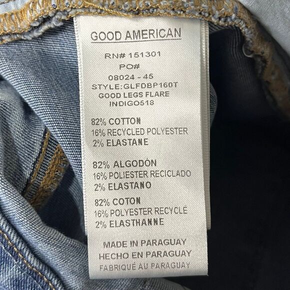 Good American Good Legs Flare Jeans High Waisted Raw Hem size 18 - Picture 6 of 6